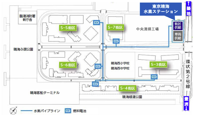 水素パイプラインによる水素供給マップ